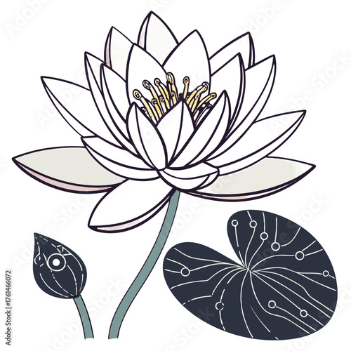 AI Lotus Flower Circuit Vector.Perfect for wellness branding, AI meditation apps, futuristic floral art