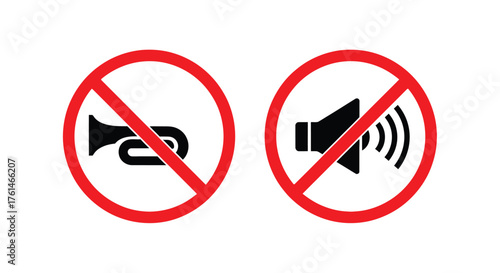 No honking or sound prohibition signs illustrate restricted activity clearly