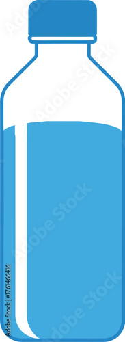 Simple illustration of a blue water bottle with a cap on a clean white background