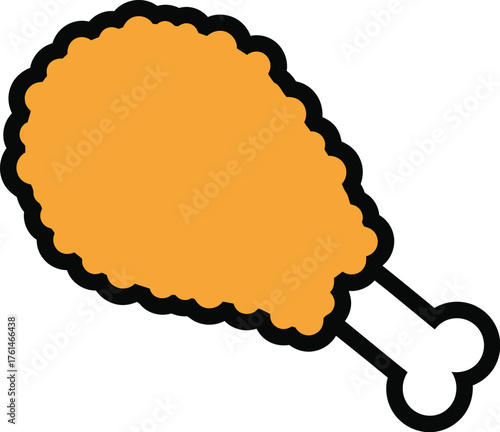 Crispy fried chicken leg illustration on a white background for fast food menus