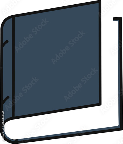 Illustration of a closed book with pages slightly open on a white background