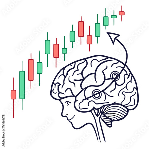 AI Brain with Stock Market Candlesticks Vector.Perfect for fintech presentations, AI trading platforms, investment branding