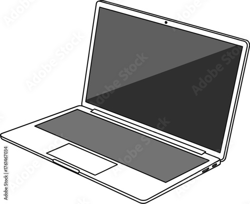 Modern laptop computer on a white background for business or personal use design