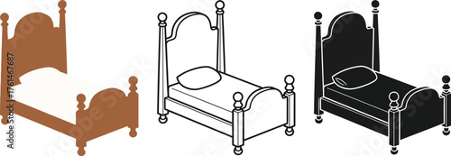 Bed frame types vector illustration for interior design use