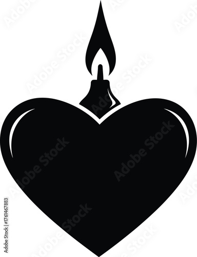 Heart candle flame burning love light romantic symbol vector