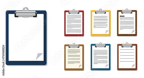 Photos Collection of various clipboards with blank and filled pages displayed