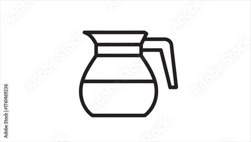 Simple line art coffee pot icon for beverage and kitchen designs