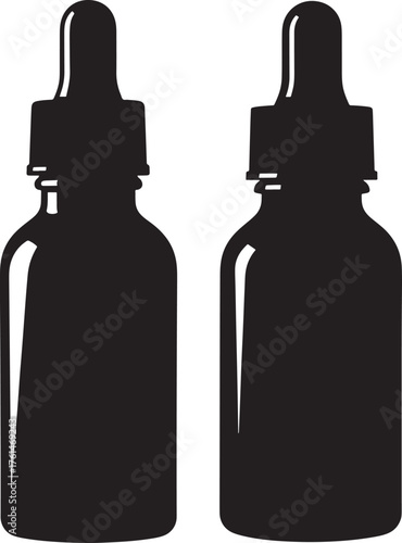 Two dark glass dropper bottles in silhouette