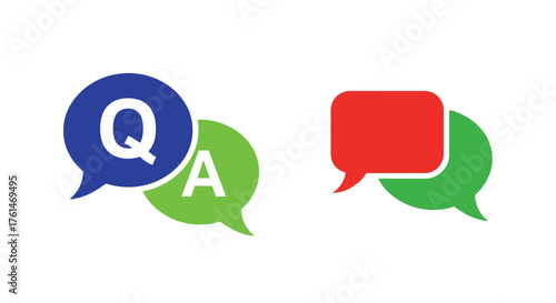 Colorful speech bubbles with q and a letters represent communication clearly