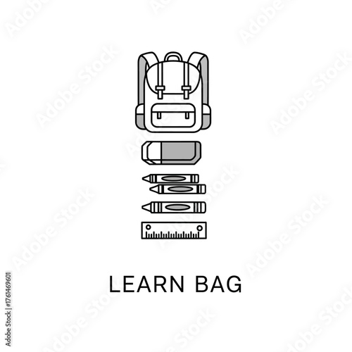 Minimalist Student Learning bag Towards Success Icon