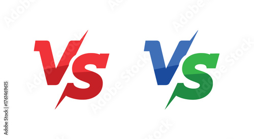 Visual representation of competition with versus symbols in red blue and green
