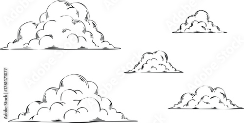 Set of stylized rocks and boulders for outdoor design elements vector Engraving Art Design