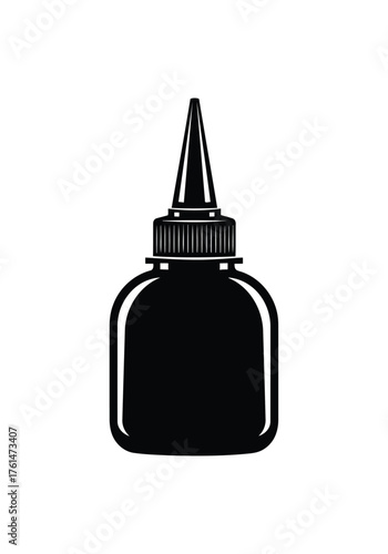 Vector illustration of black glue bottle with pointed applicator
