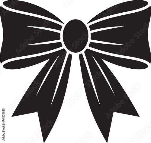 Bow ribbon or riband gift decoration flat vector icon for apps and websites 