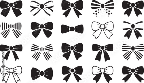 Bow silhouette, Bow baby svg, Bow svg, Bow tie svg, Bow tie silhouette, Hair bow silhouette, Ribbon bow silhouette, Ribbon svg, Hair bow svg, Decorative bow silhouette, Bow ribbon silhouette