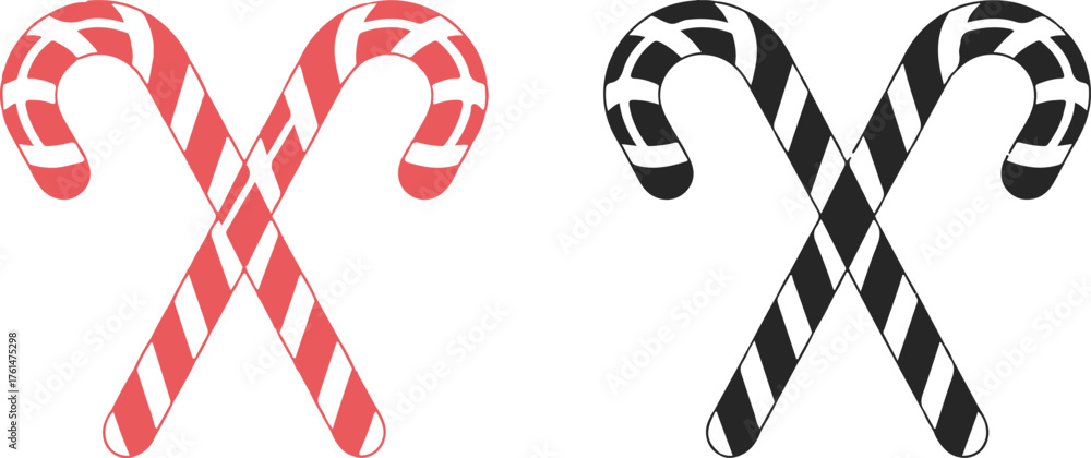 Obraz premium Candy cane icon, illustration. Christmas peppermint candy cane