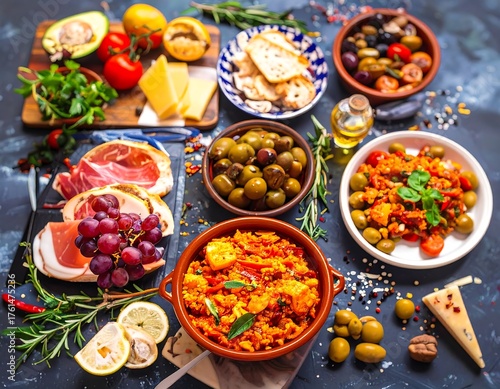 Wallpaper Mural Tasty tapas on a dark surface Torontodigital.ca