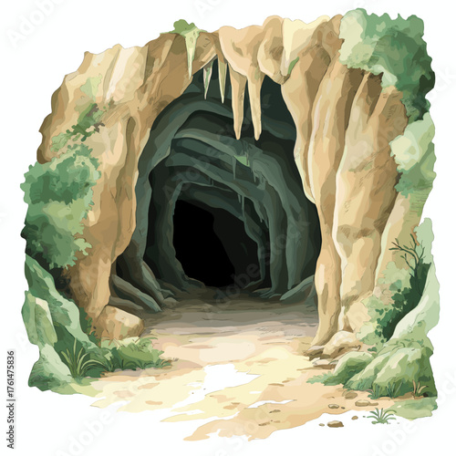 Mammoth Cave National Park. Mammoth Cave National Park hand drawn watercolor illustration