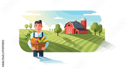 Set of horizontal banners with farmers picking crops, taking care of cows, making hay. People at farm vector flat illustration. Scenes with agricultural workers on farmland isolated. Harvest season