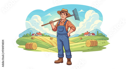 Set of horizontal banners with farmers picking crops, taking care of cows, making hay. People at farm vector flat illustration. Scenes with agricultural workers on farmland isolated. Harvest season