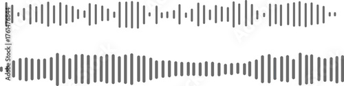 A set of vector audio sound wave icons, illustrating music wave forms, voice signals, or digital equalizer patterns in a simple black and white line style.