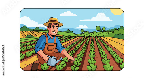 Set of horizontal banners with farmers picking crops, taking care of cows, making hay. People at farm vector flat illustration. Scenes with agricultural workers on farmland isolated. Harvest season