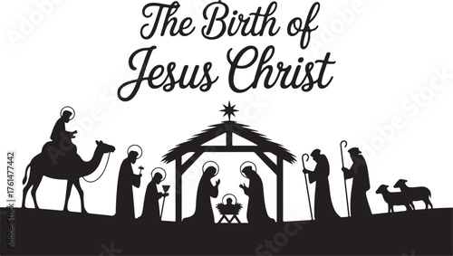 Christmas Nativity scene greeting card background