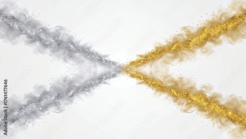 Fototapeta premium Dynamic Silver and Gold Glitter Smoke, Abstract Art Design
