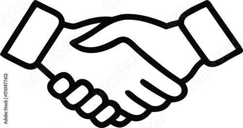 hand shake, simple outline vector style, clean stroke, isolated on white background,