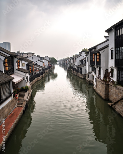 Small river near the ancient town in Wuxi, China.