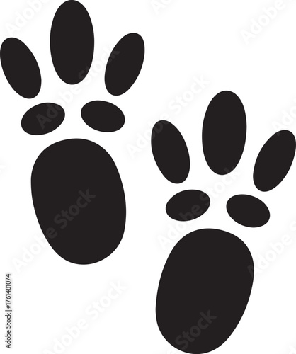 Deer and moose tracks black silhouette. Vector animals footprint