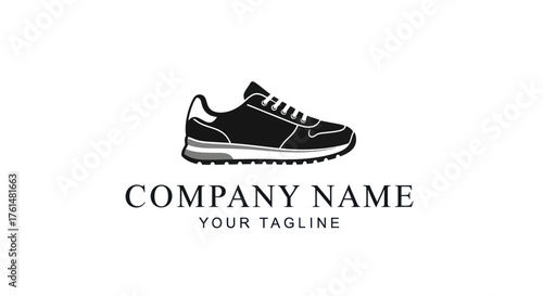 Detailed Silhouette of a Classic Running Shoe for a Sports Brand Logo.