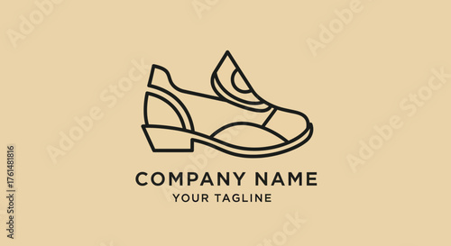 Elegant and stylish womens shoe logo design in a minimalist line art style.