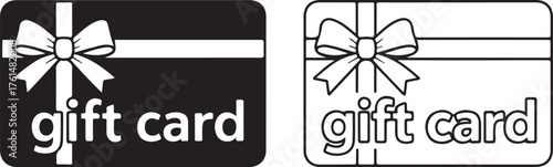 Gift card icon vector set in black flat and line stroke style