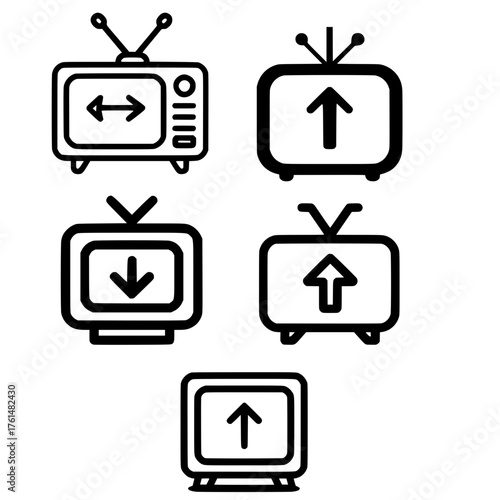 Arrow icon set inside classic television featuring up, down, left, and right directional arrows