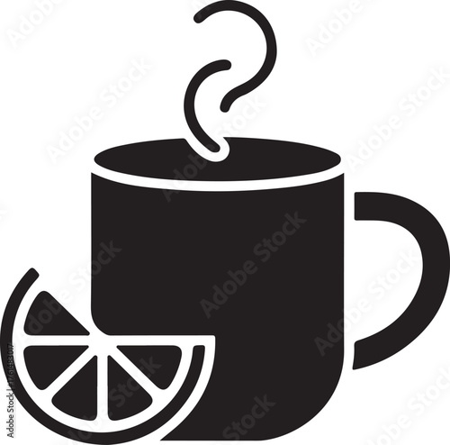 Hot Christmas drink glyph icon. Cafe sign. Mulled wine item. Happy new year decoration. Isolated vector illustration 