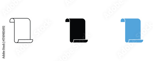 Scroll icon set vector on white background. manuscript, record, archive, certificate, symbol.