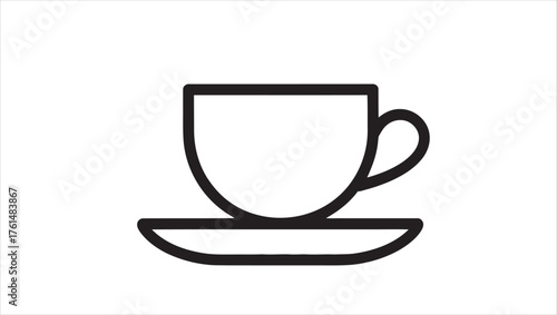 Simple minimalist line art coffee cup icon with steam for beverage and cafe branding
