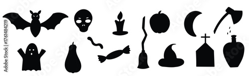  halloween pumpkin sweets bones black element set