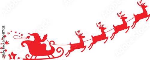 Santa Claus flyin on Christmas sleigh