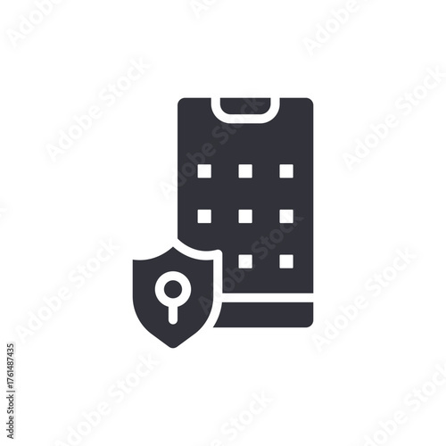 Secured Mobile Phone With Shield Symbol Protection Icon
