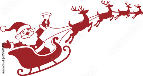 Santa Claus flyin on Christmas sleigh