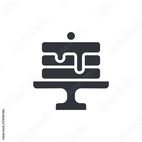 Layered Cake Vector Illustration On Stand Elegant Food Icon