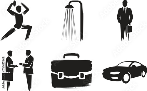 Set of business and lifestyle icons in a sketchy style