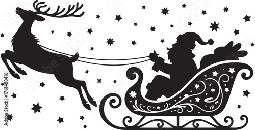 Santa Claus with reindeer in sleigh