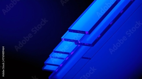 Stunning arrangement of translucent blue rectangles creates a modern stylish background element