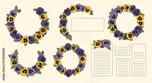 Lovely floral arrangements featuring purple and yellow pansies for decorative purposes.