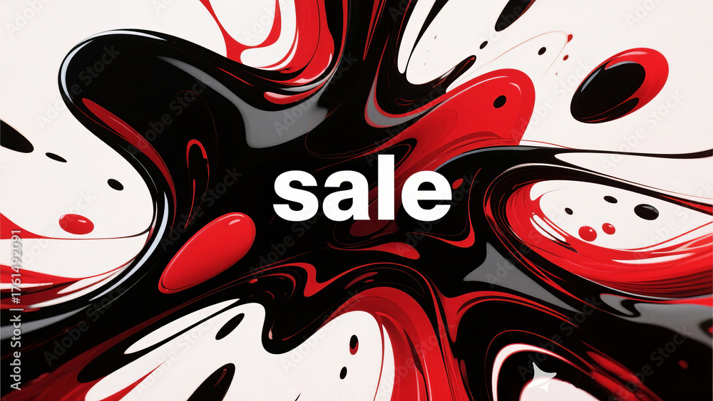 Obraz premium Abstract sale design with swirling red and black paint on a white background art piece
