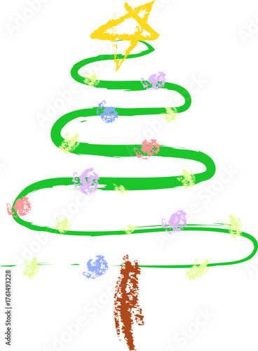 Vector. Christmas tree hand drawn illustrations.