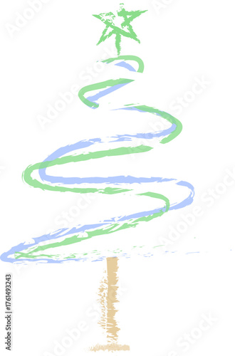 Vector. Christmas tree hand drawn illustrations.